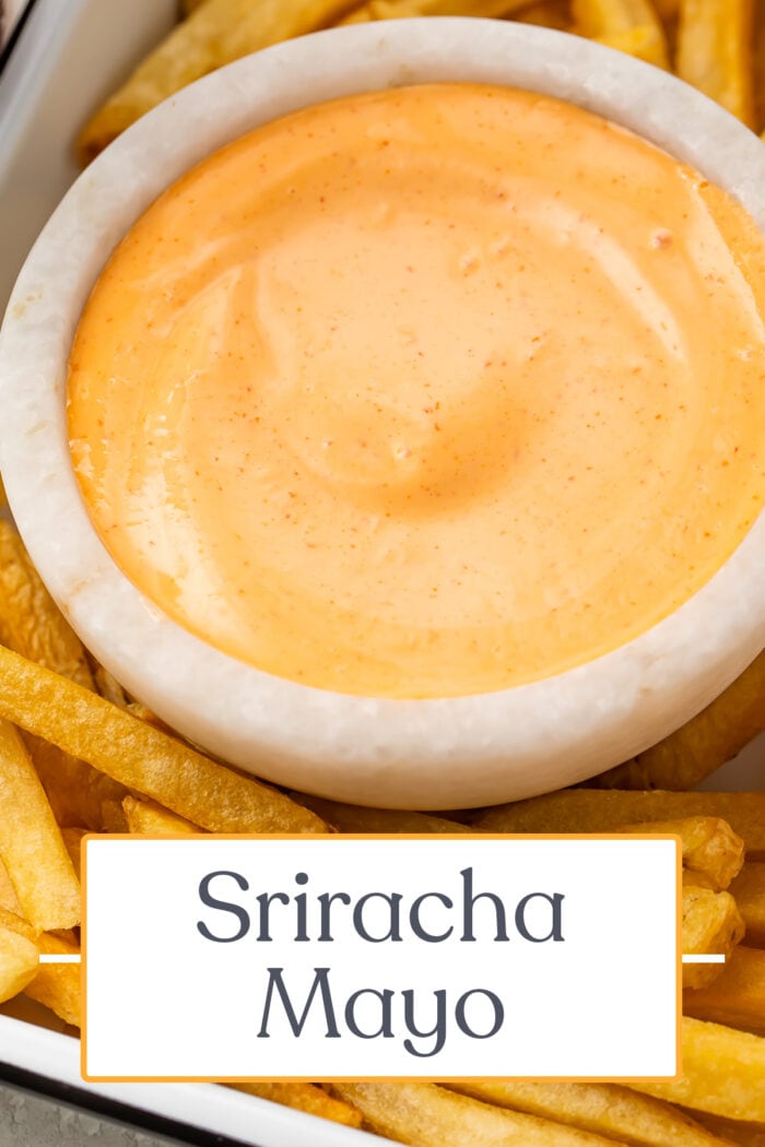 Pin graphic for sriracha mayo