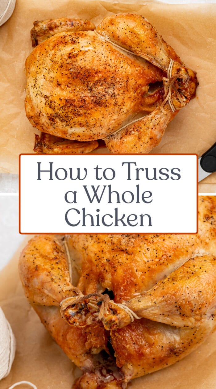 Pin graphic for how to truss a chicken