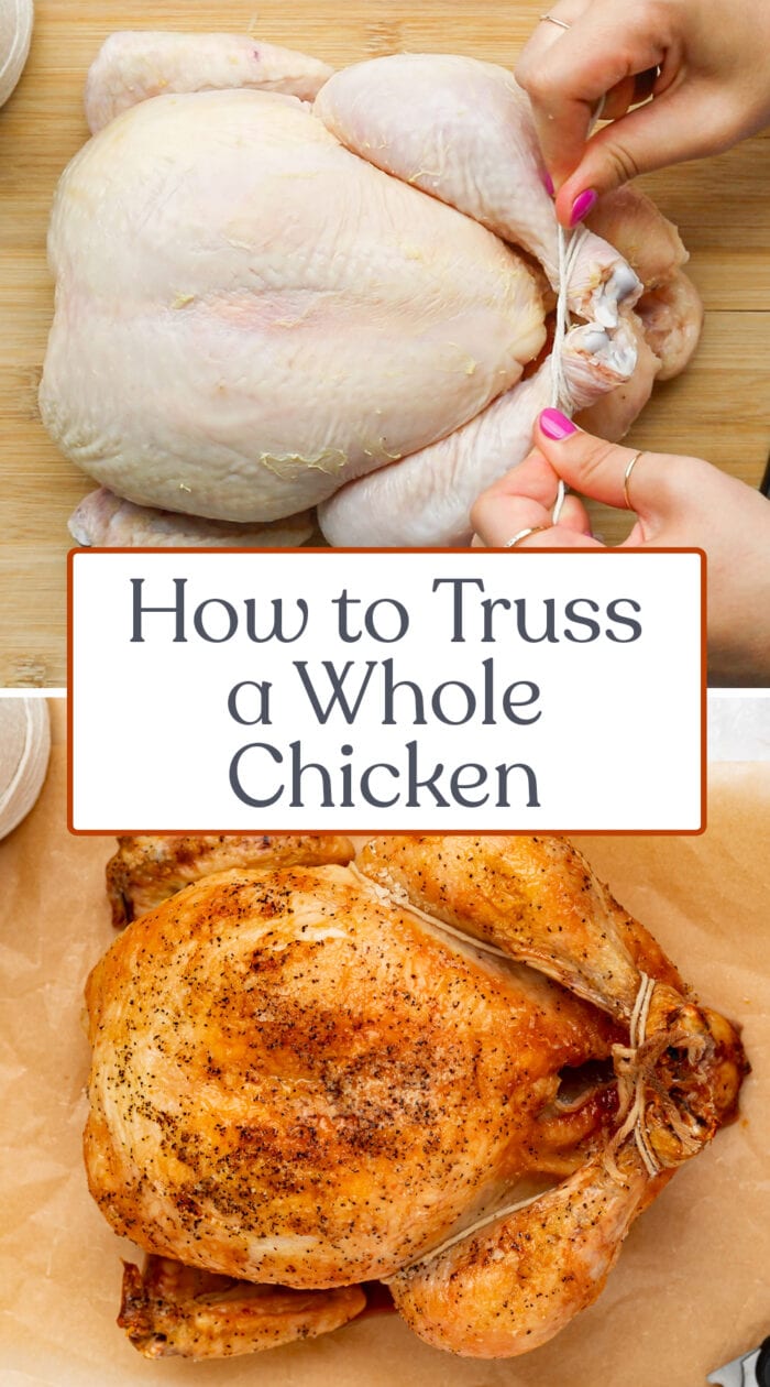 Pin graphic for how to truss a chicken