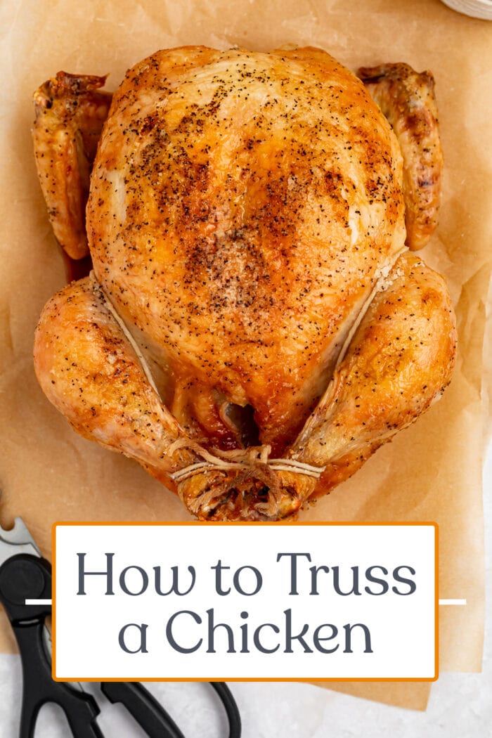 Pin graphic for how to truss a chicken