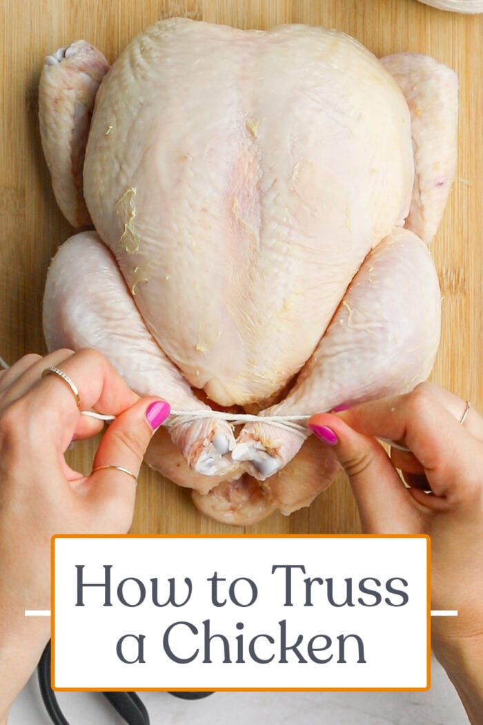 Pin graphic for how to truss a chicken