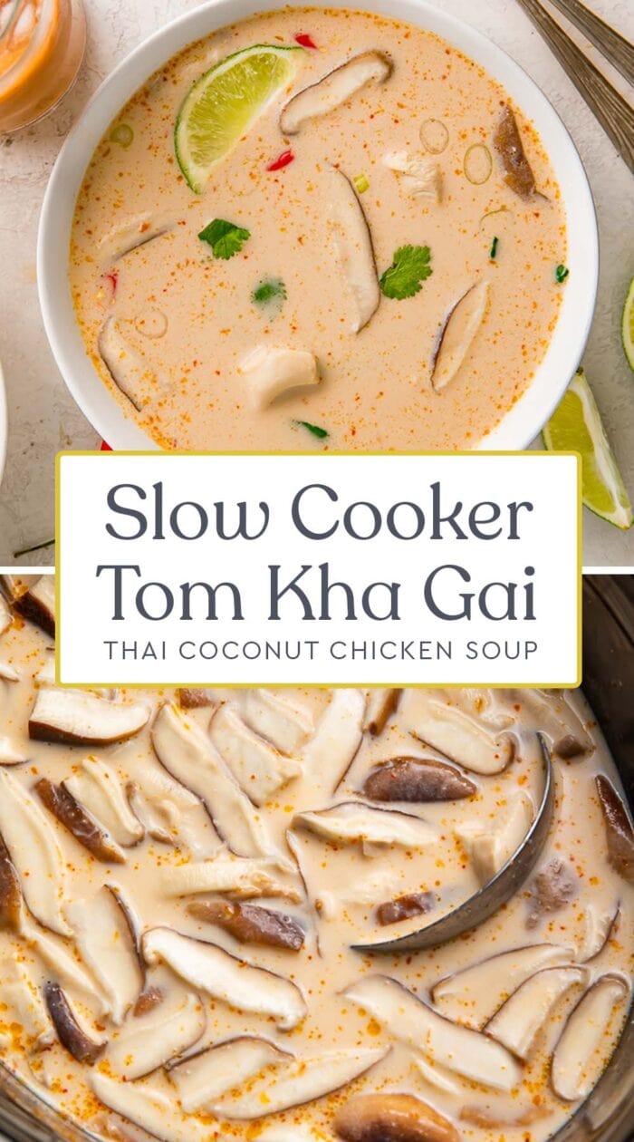 Pin graphic for slow cooker tom kha gai