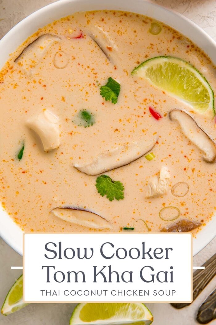 Pin graphic for slow cooker tom kha gai