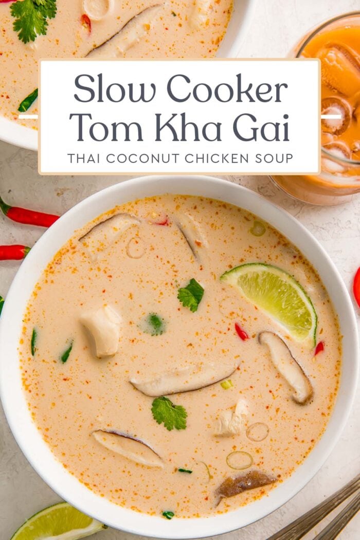 Pin graphic for slow cooker tom kha gai