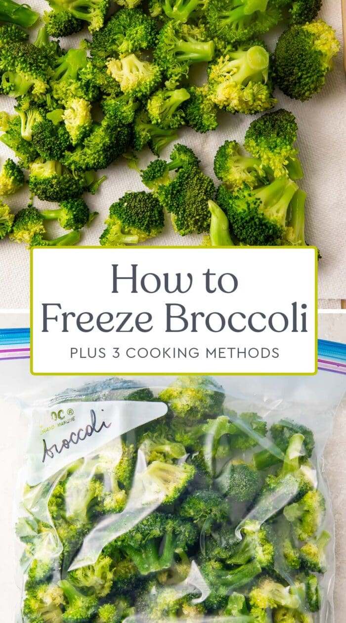 Pin graphic for how to freeze broccoli