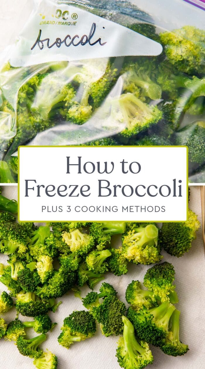 Pin graphic for how to freeze broccoli