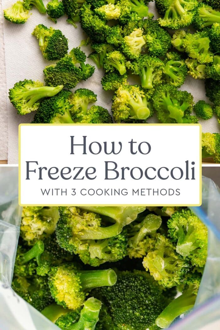 Pin graphic for how to freeze broccoli