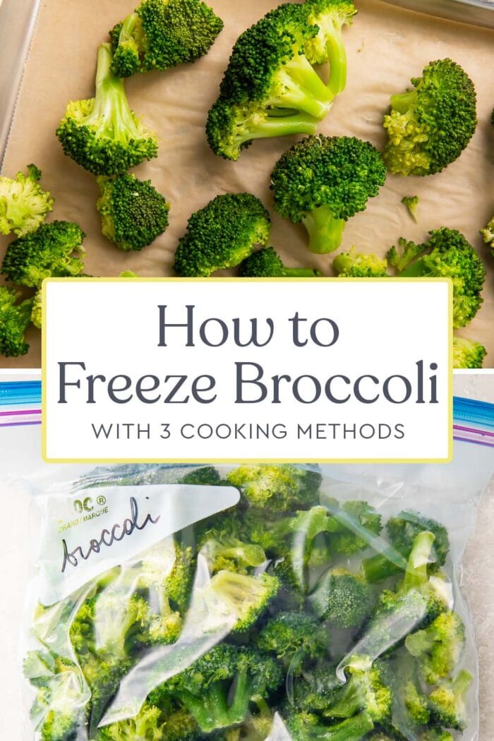 Pin graphic for how to freeze broccoli