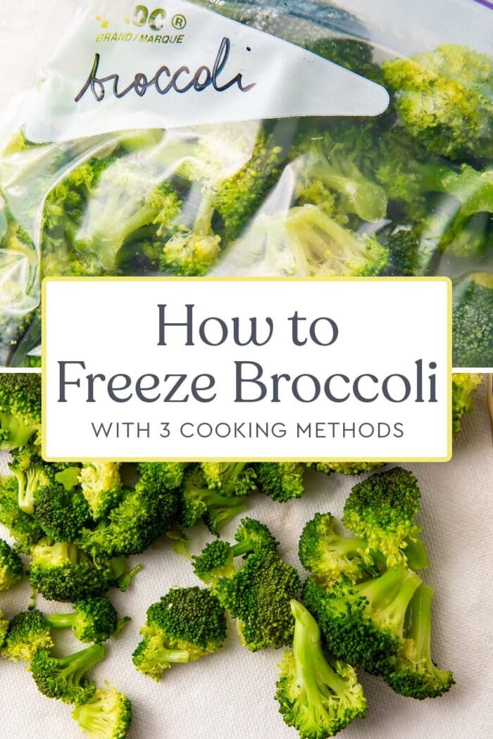 Pin graphic for how to freeze broccoli