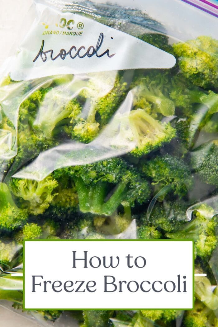 Pin graphic for how to freeze broccoli