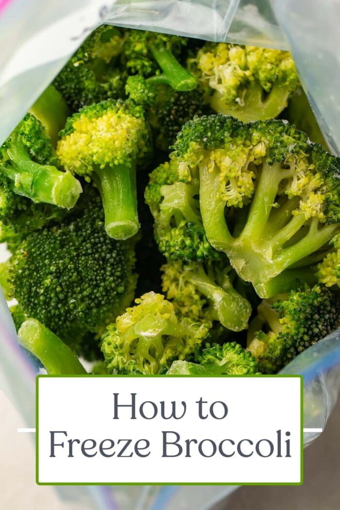 Pin graphic for how to freeze broccoli