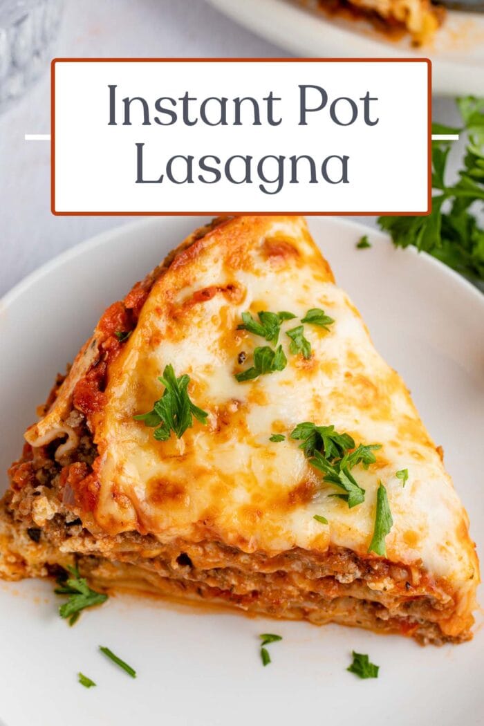 Pin graphic for Instant Pot lasagna