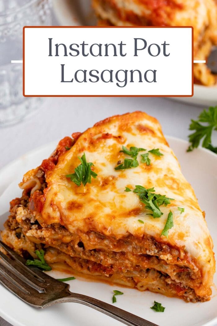 Pin graphic for Instant Pot lasagna