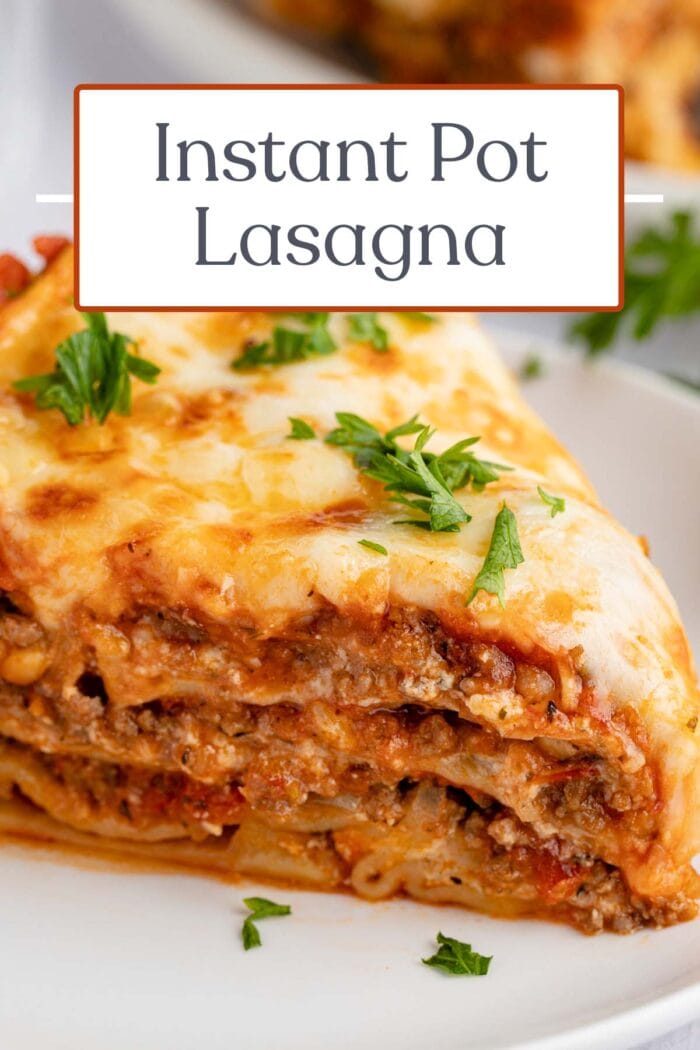 Pin graphic for Instant Pot lasagna