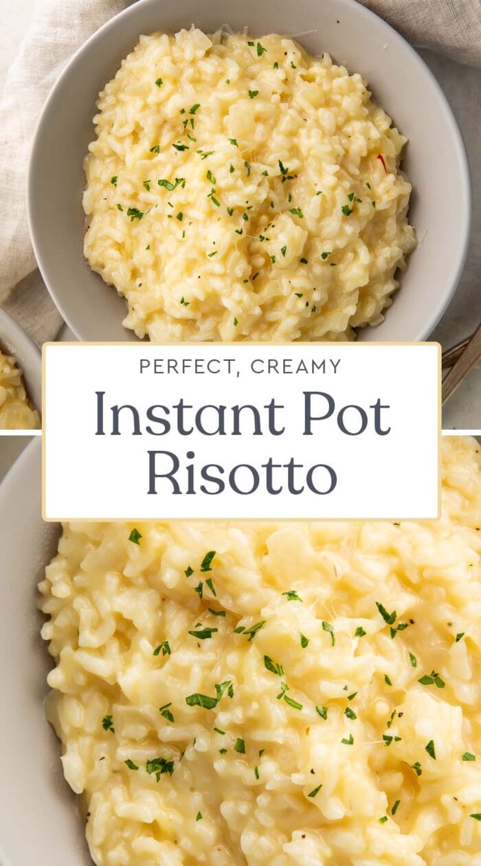 Pin graphic for Instant Pot risotto