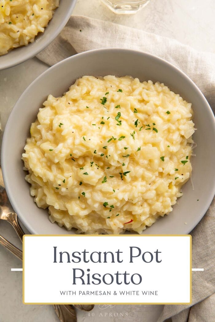 Pin graphic for Instant Pot risotto