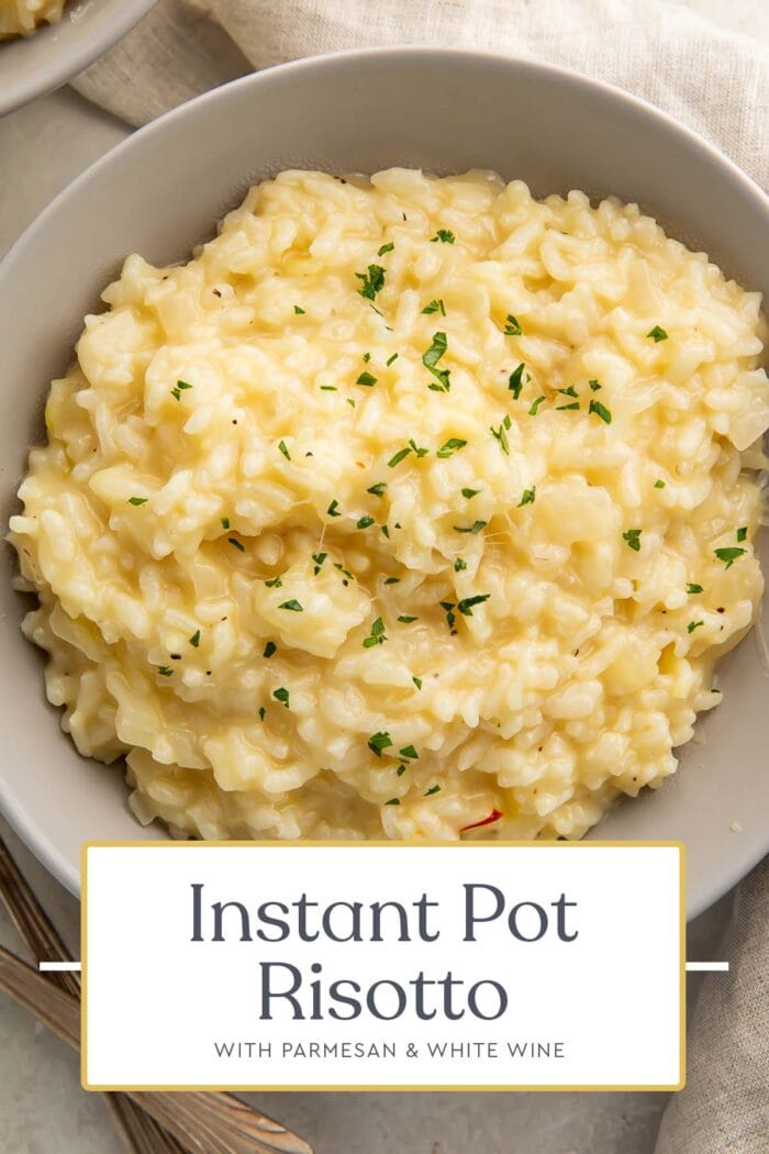 Pin graphic for Instant Pot risotto