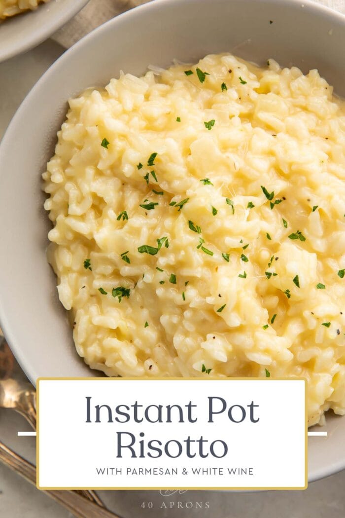 Pin graphic for Instant Pot risotto