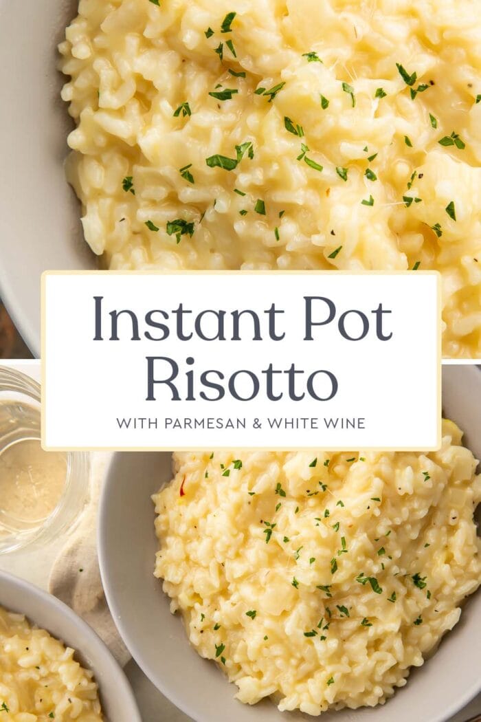 Pin graphic for Instant Pot risotto