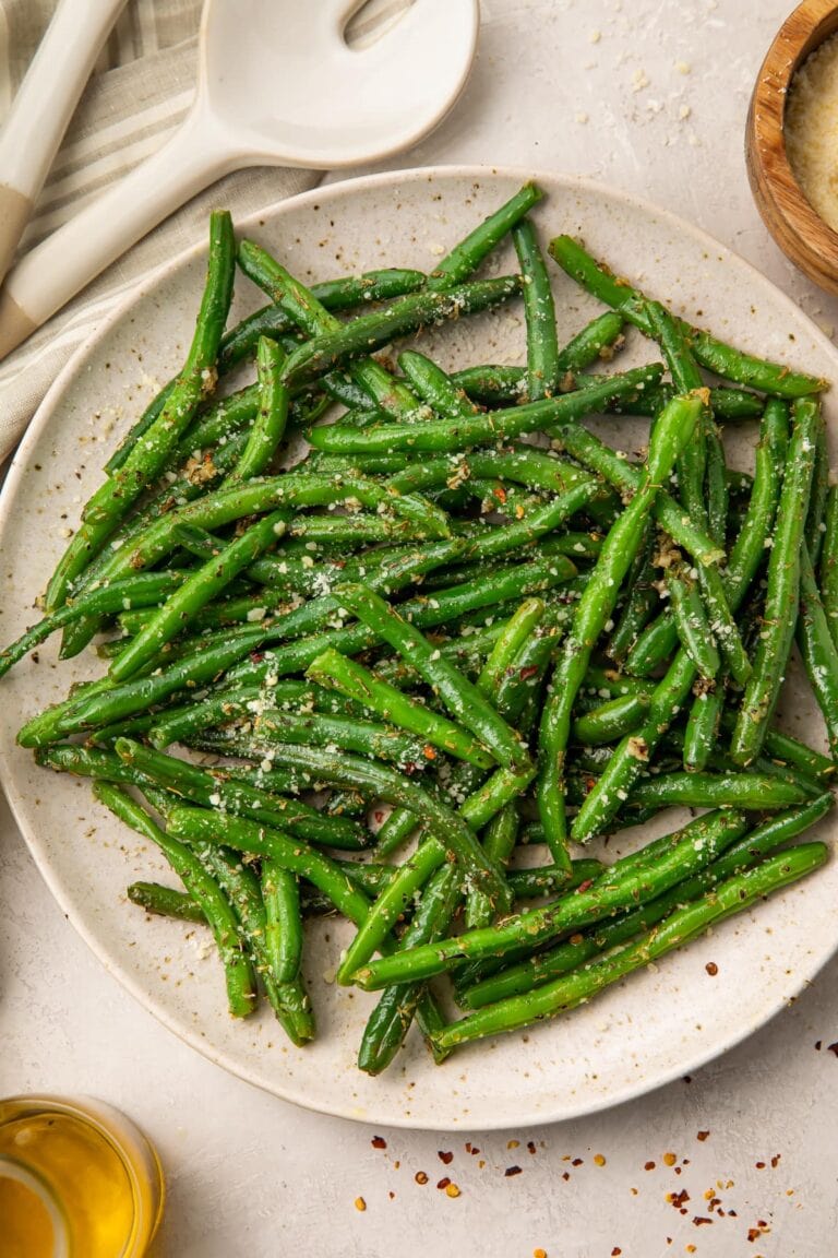 A large plate of Italian green beans