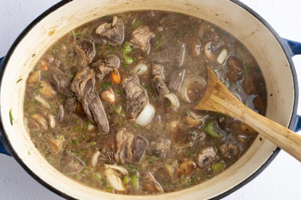 Keto beef stew in dutch oven