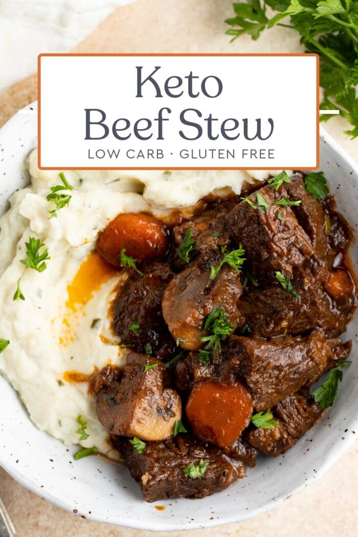 Pin graphic for keto beef stew