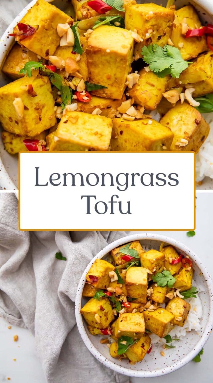 Pin graphic for lemongrass tofu