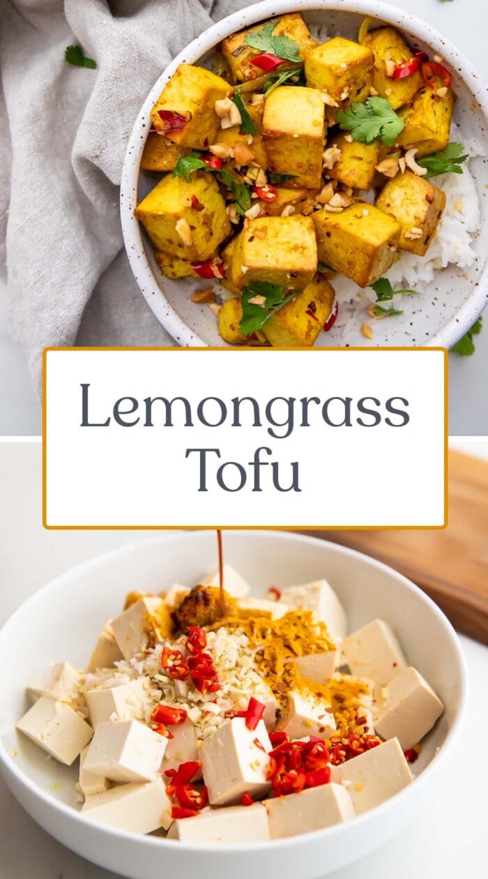 Pin graphic for lemongrass tofu