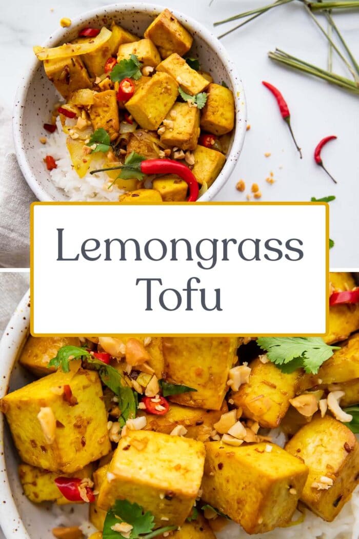 Pin graphic for lemongrass tofu