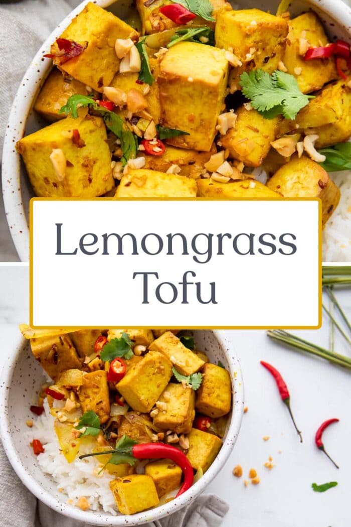 Pin graphic for lemongrass tofu