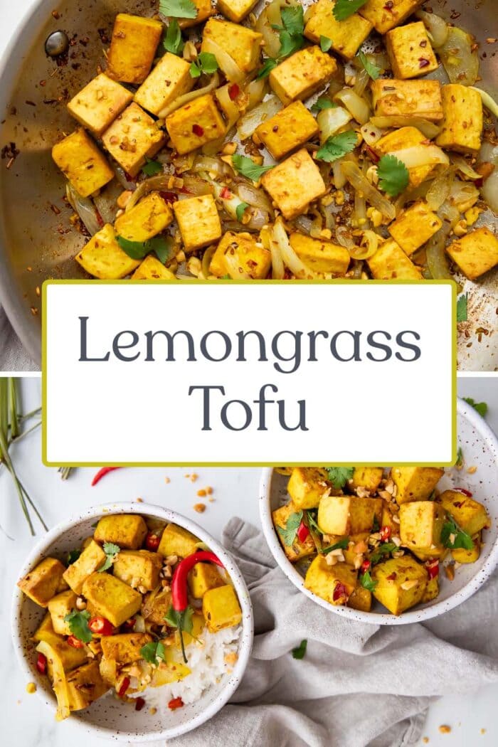 Pin graphic for lemongrass tofu