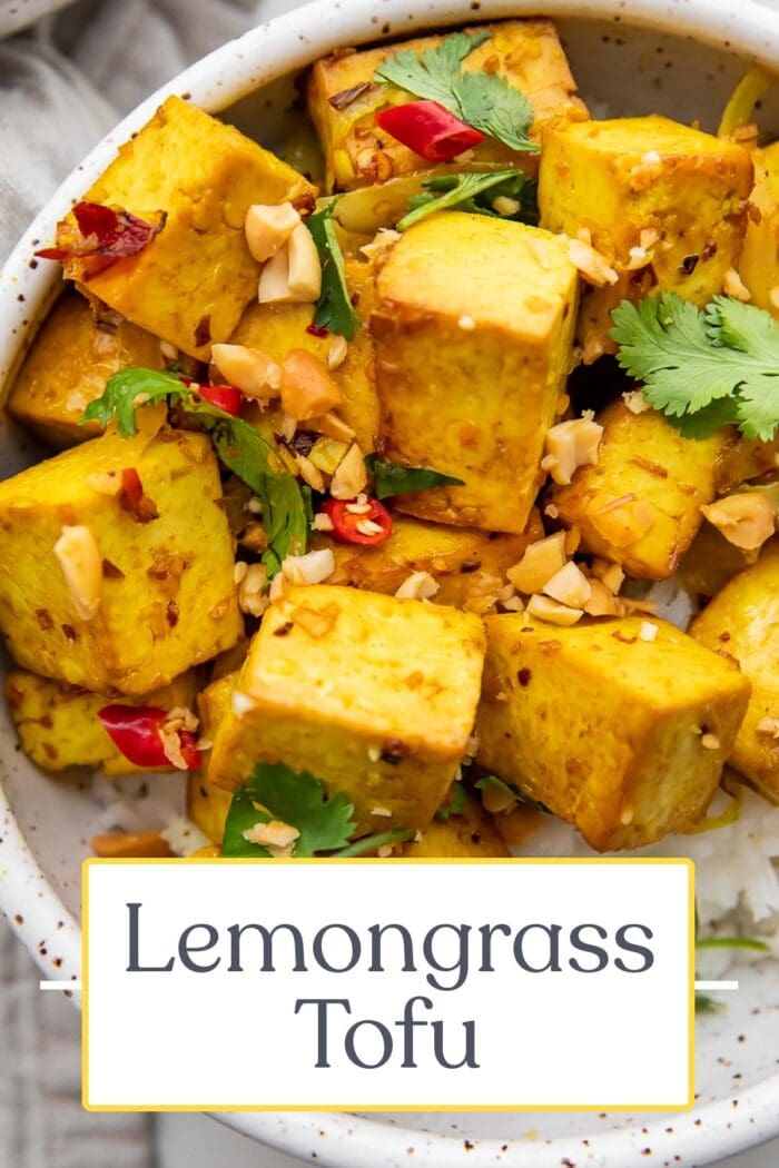 Pin graphic for lemongrass tofu