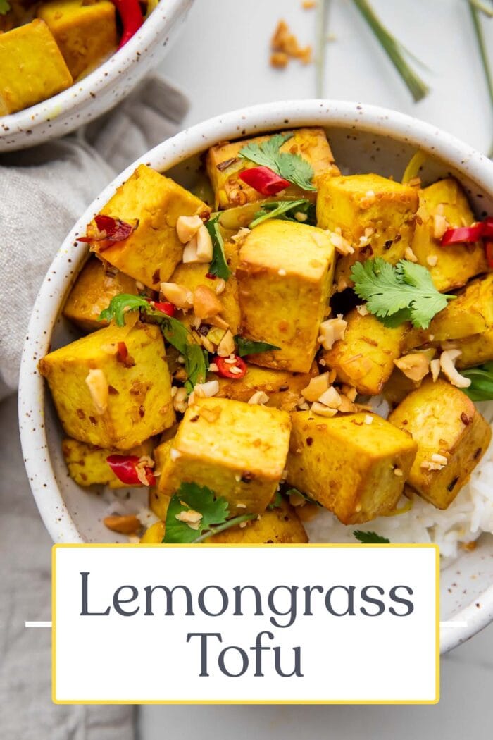 Pin graphic for lemongrass tofu