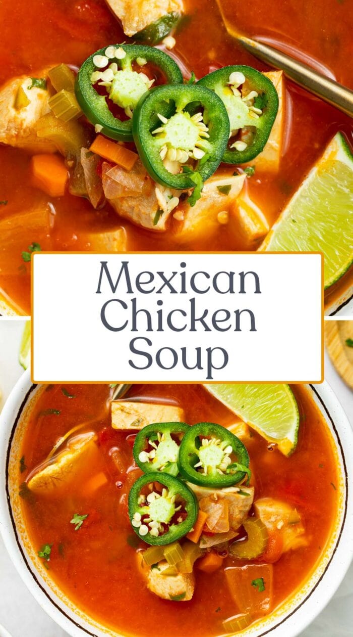 Pin graphic for Mexican chicken soup