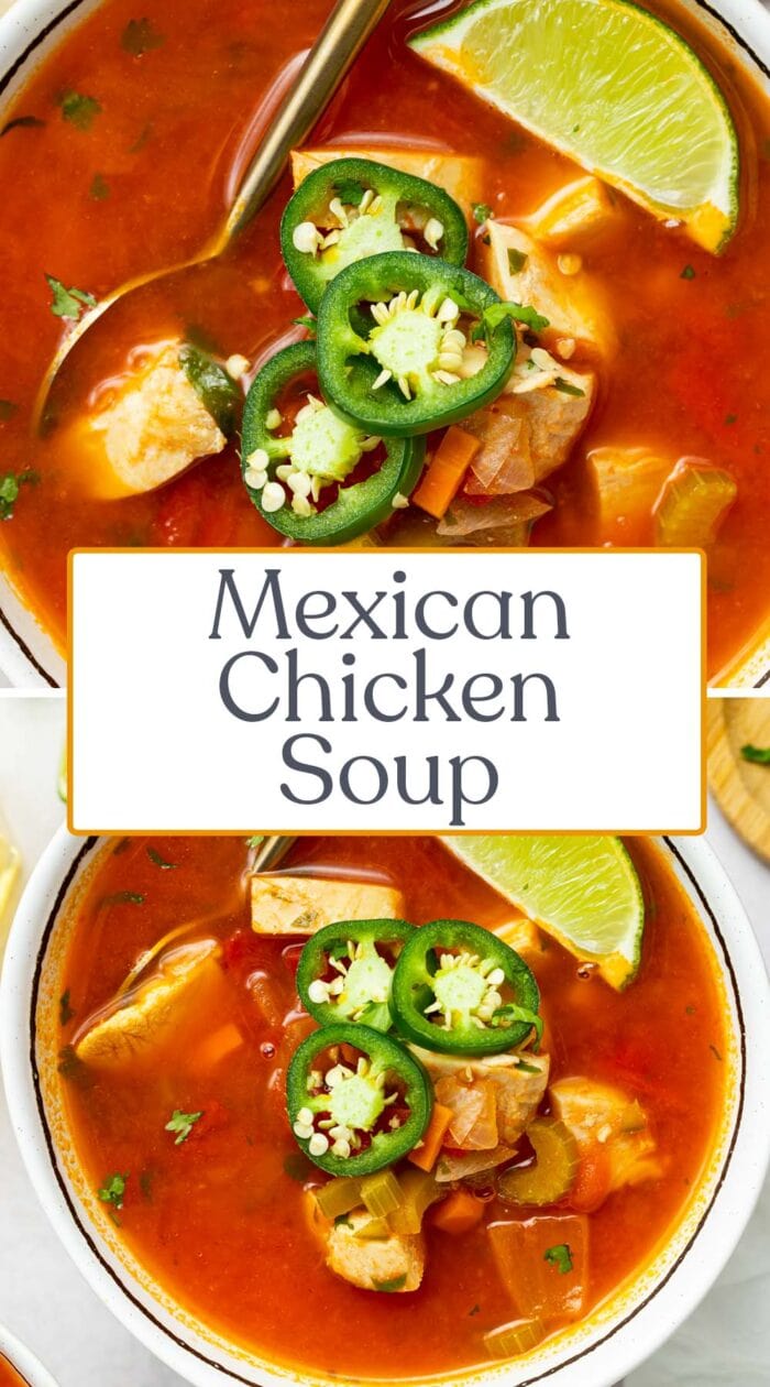 Pin graphic for Mexican chicken soup