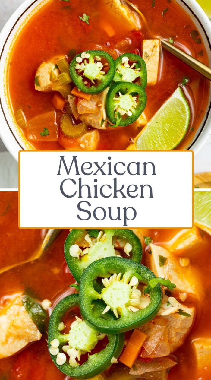 Pin graphic for Mexican chicken soup