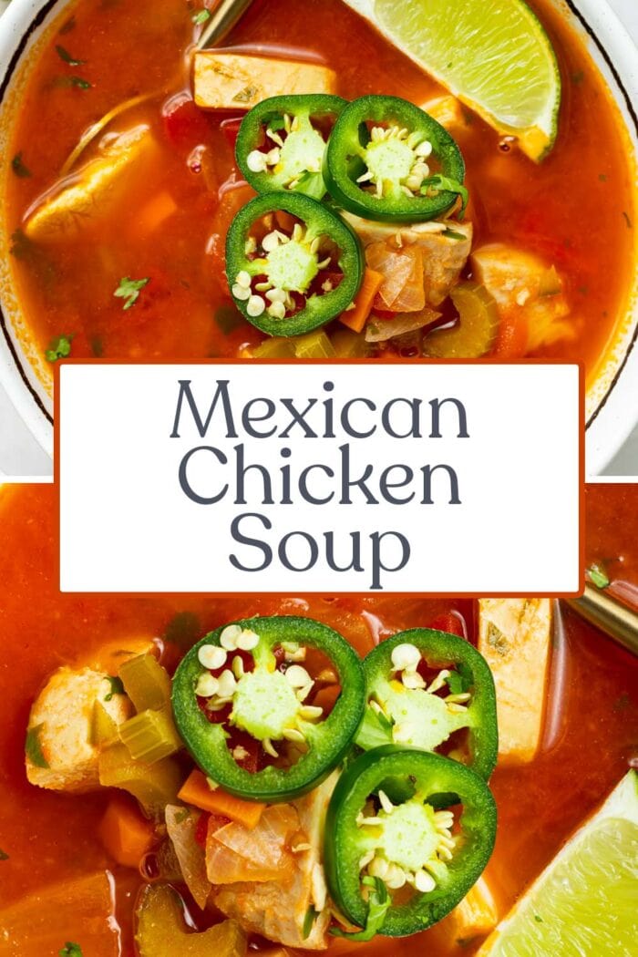 Pin graphic for Mexican chicken soup