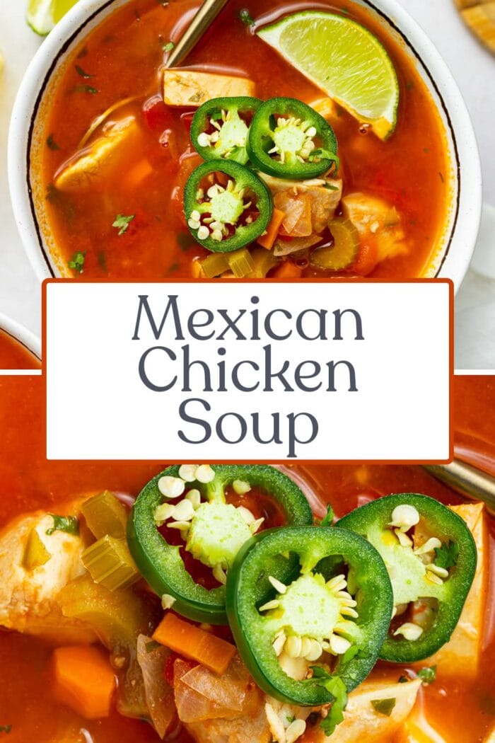 Pin graphic for Mexican chicken soup