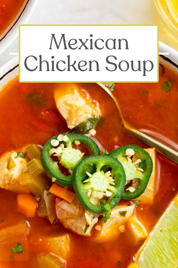 Pin graphic for Mexican chicken soup