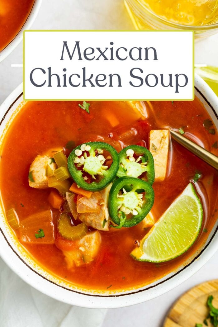 Pin graphic for Mexican chicken soup