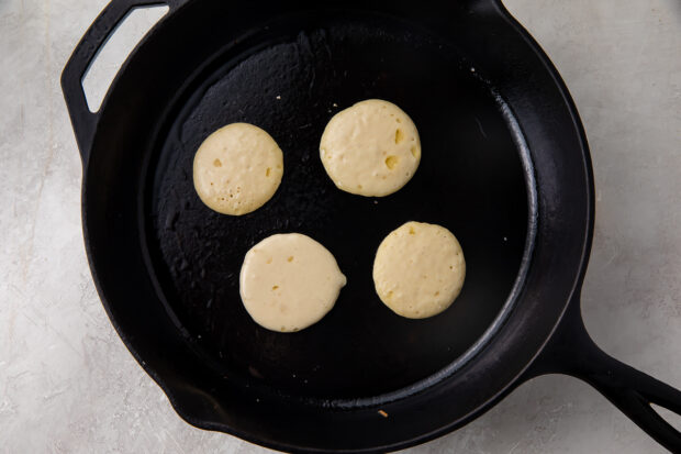 Blini in cast iron skillet