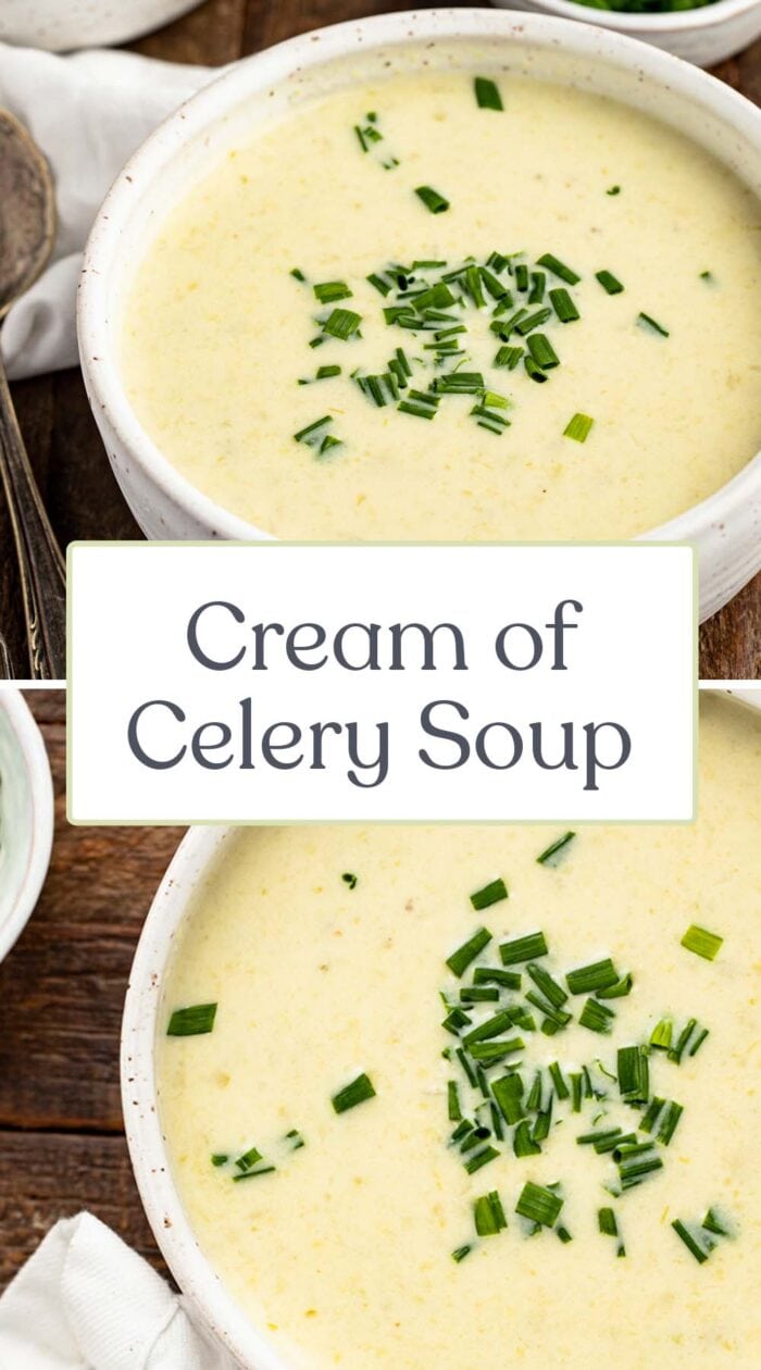 Pin graphic for cream of celery soup