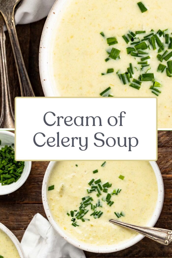 Pin graphic for cream of celery soup