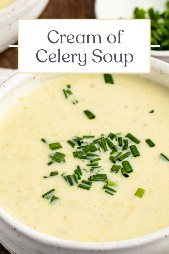 Pin graphic for cream of celery soup