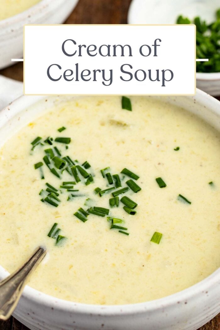 Pin graphic for cream of celery soup