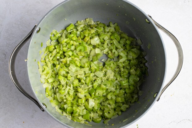 Celery and onion in large skillet