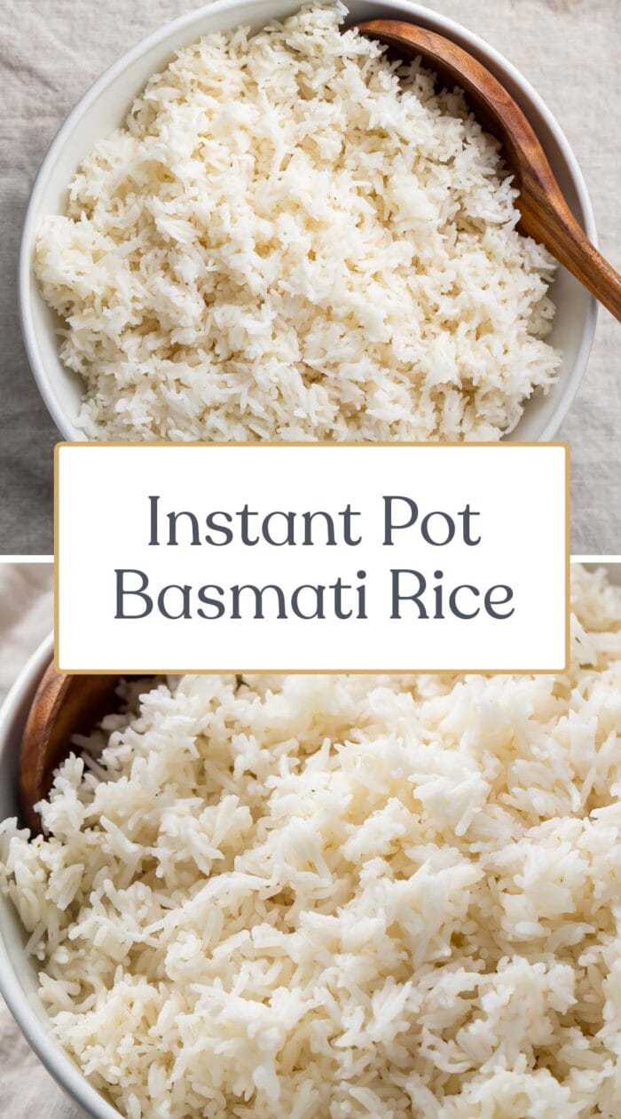 Pin graphic for Instant Pot basmati rice