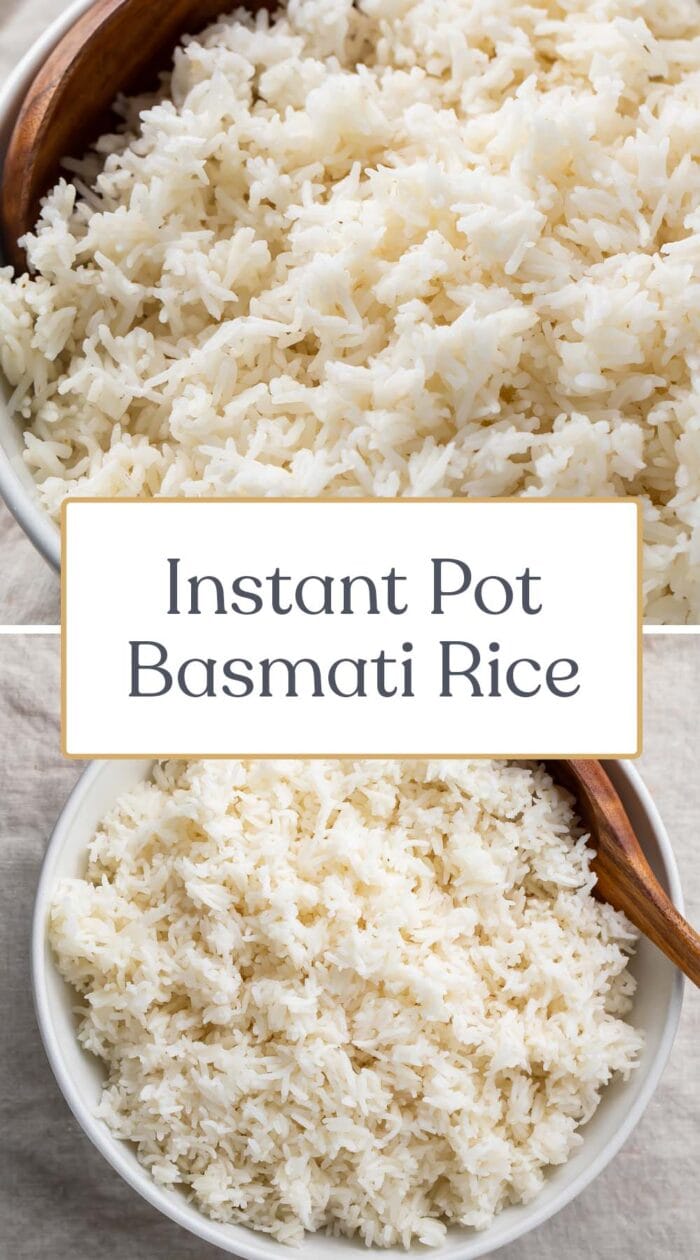 Pin graphic for Instant Pot basmati rice