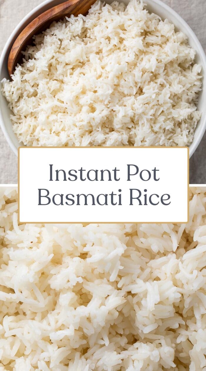 Pin graphic for Instant Pot basmati rice