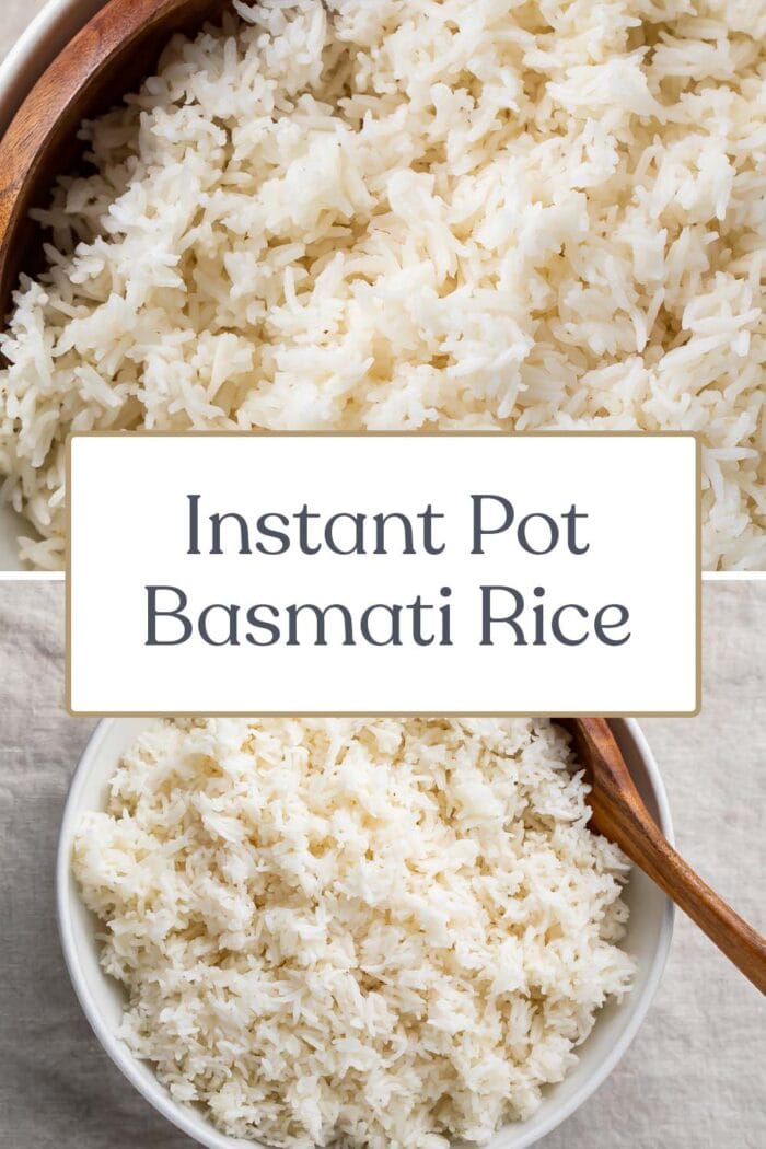 Pin graphic for Instant Pot basmati rice